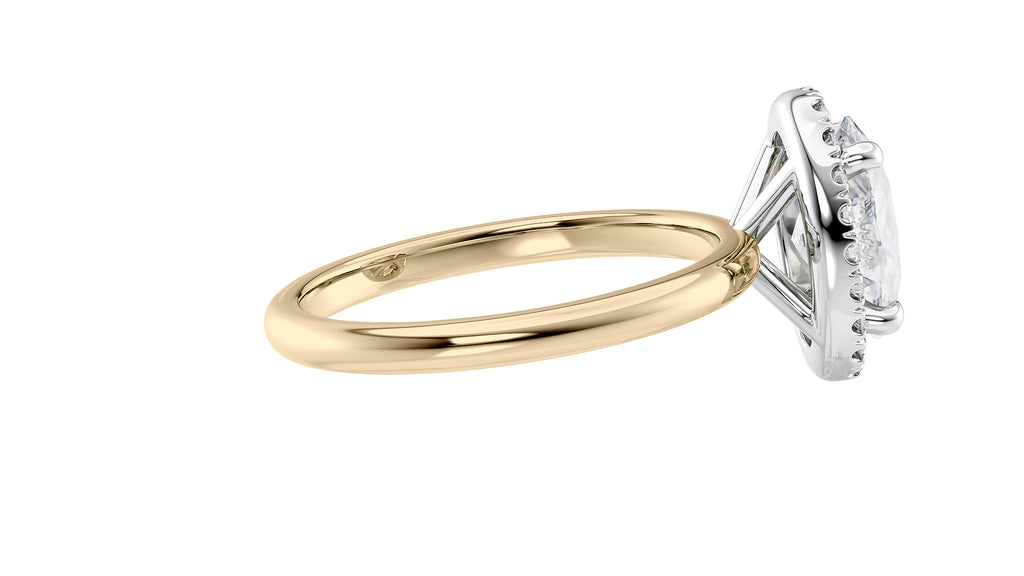 Oval Halo Plain Band Diamond Engagement Ring
