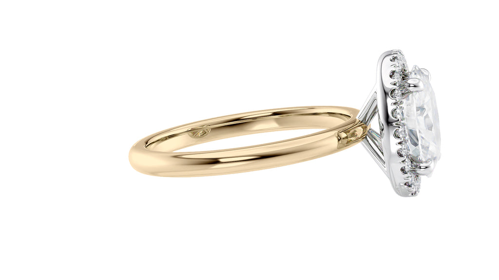 Oval Halo Plain Band Diamond Engagement Ring