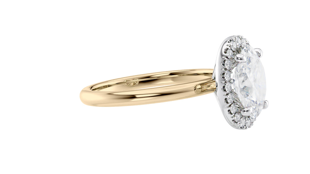 Oval Halo Plain Band Diamond Engagement Ring
