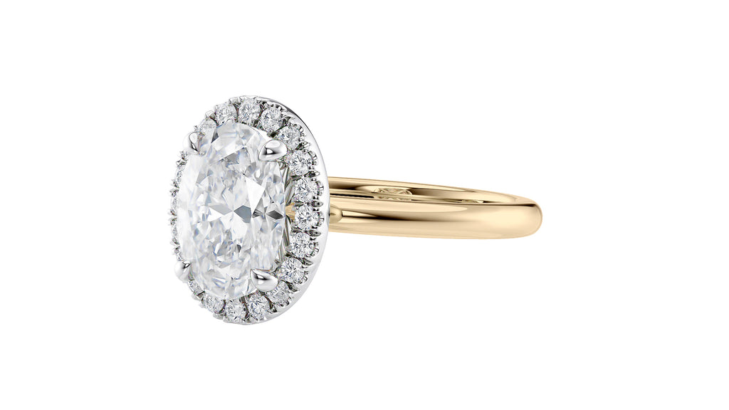 Oval Halo Plain Band Diamond Engagement Ring