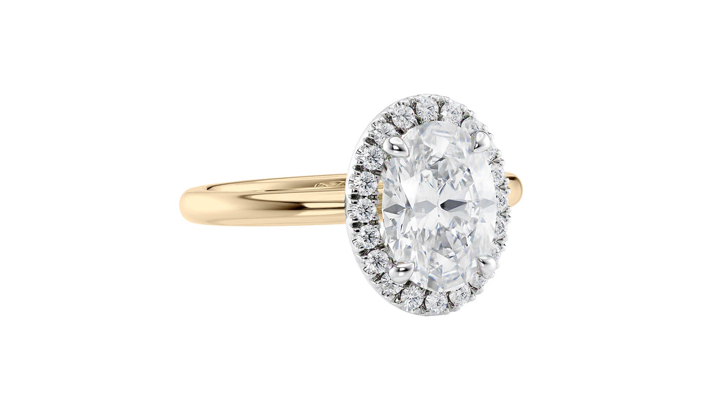 Oval Halo Plain Band Diamond Engagement Ring