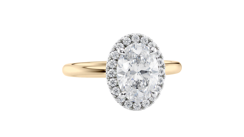 Oval Halo Plain Band Diamond Engagement Ring