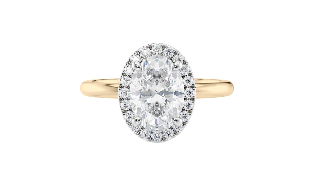 Oval Halo Plain Band Diamond Engagement Ring