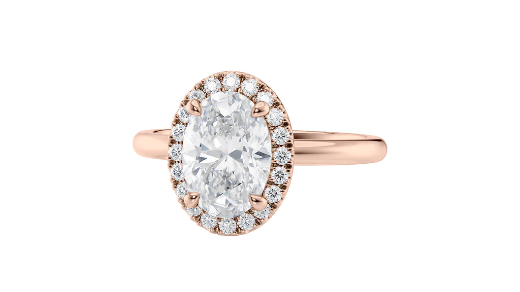 Oval Halo Plain Band Diamond Engagement Ring