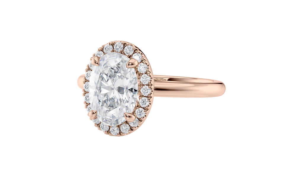 Oval Halo Plain Band Diamond Engagement Ring