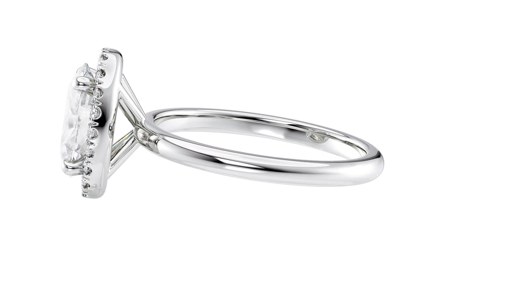 Oval Halo Plain Band Diamond Engagement Ring
