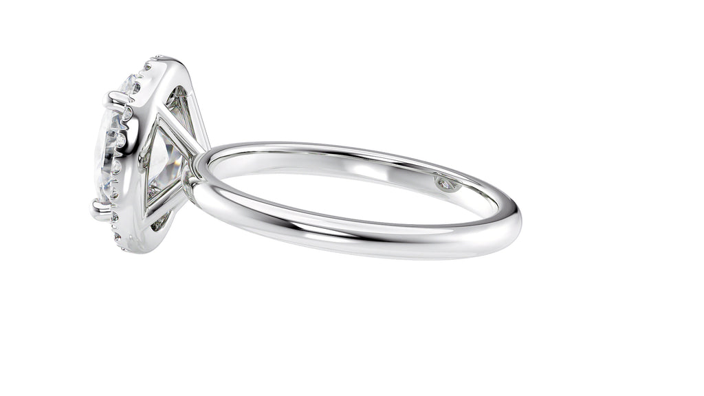 Oval Halo Plain Band Diamond Engagement Ring