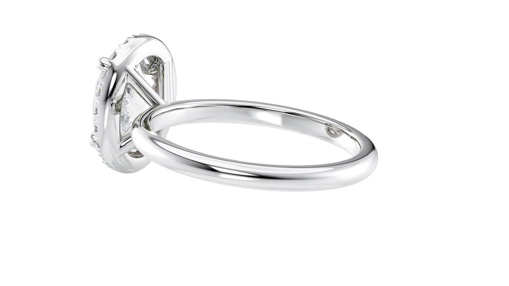 Oval Halo Plain Band Diamond Engagement Ring