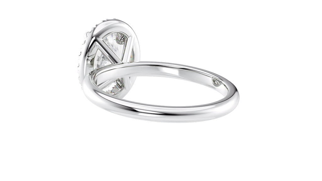 Oval Halo Plain Band Diamond Engagement Ring