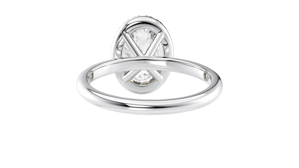 Oval Halo Plain Band Diamond Engagement Ring
