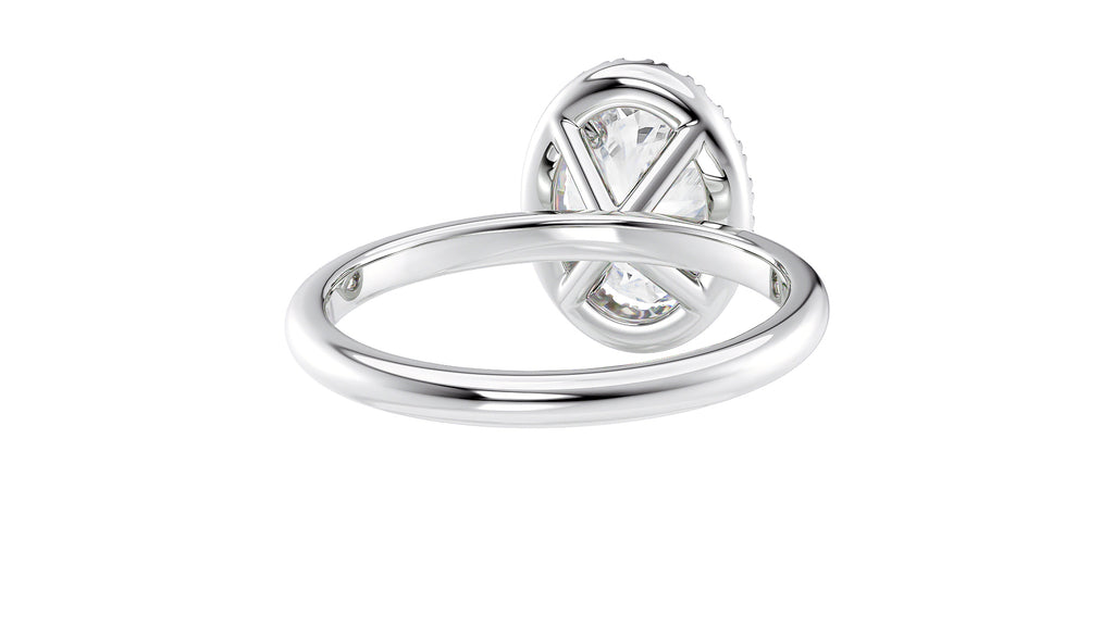 Oval Halo Plain Band Diamond Engagement Ring
