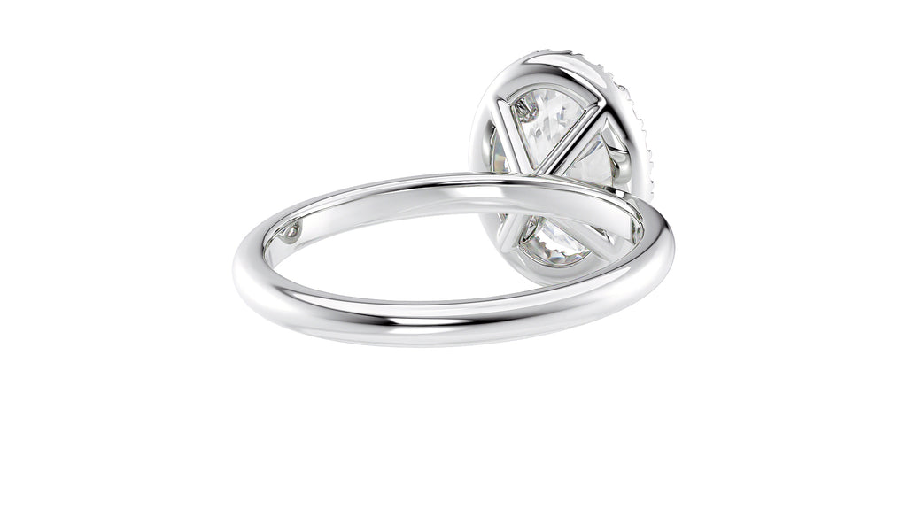 Oval Halo Plain Band Diamond Engagement Ring
