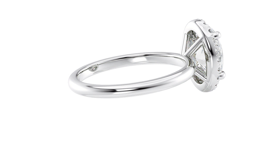 Oval Halo Plain Band Diamond Engagement Ring
