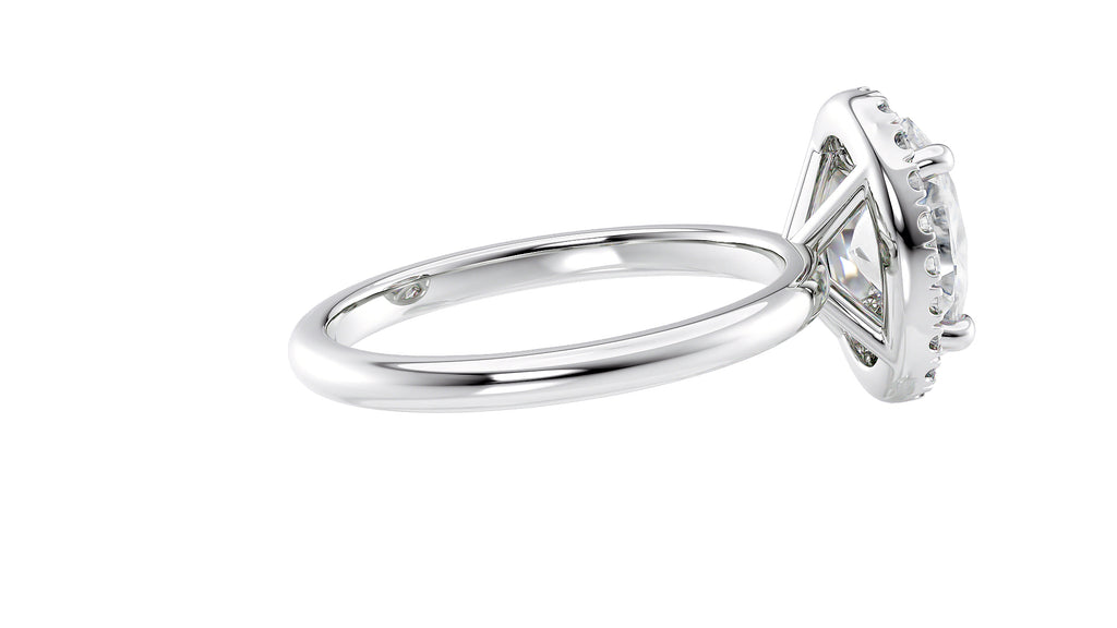 Oval Halo Plain Band Diamond Engagement Ring