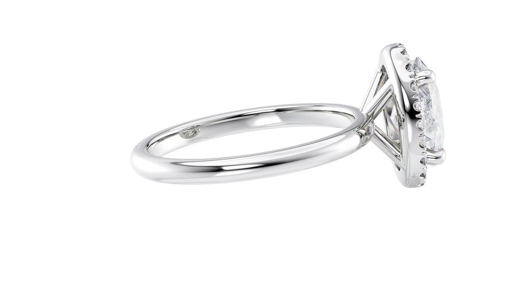 Oval Halo Plain Band Diamond Engagement Ring