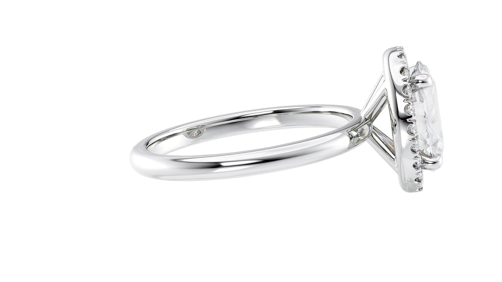Oval Halo Plain Band Diamond Engagement Ring
