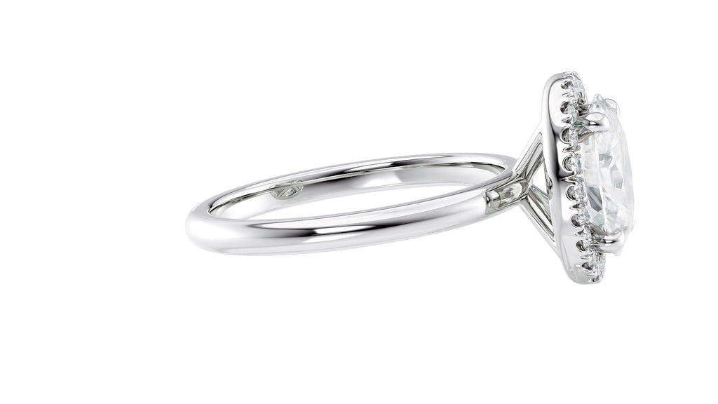 Oval Halo Plain Band Diamond Engagement Ring
