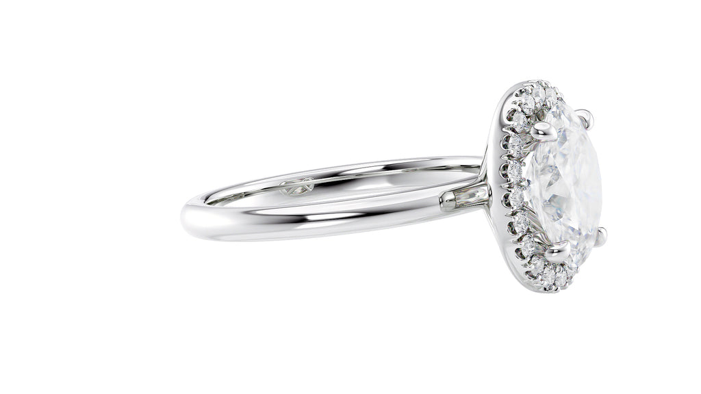 Oval Halo Plain Band Diamond Engagement Ring