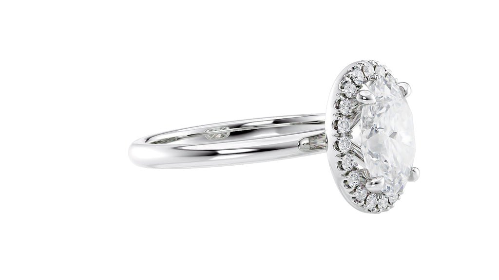 Oval Halo Plain Band Diamond Engagement Ring