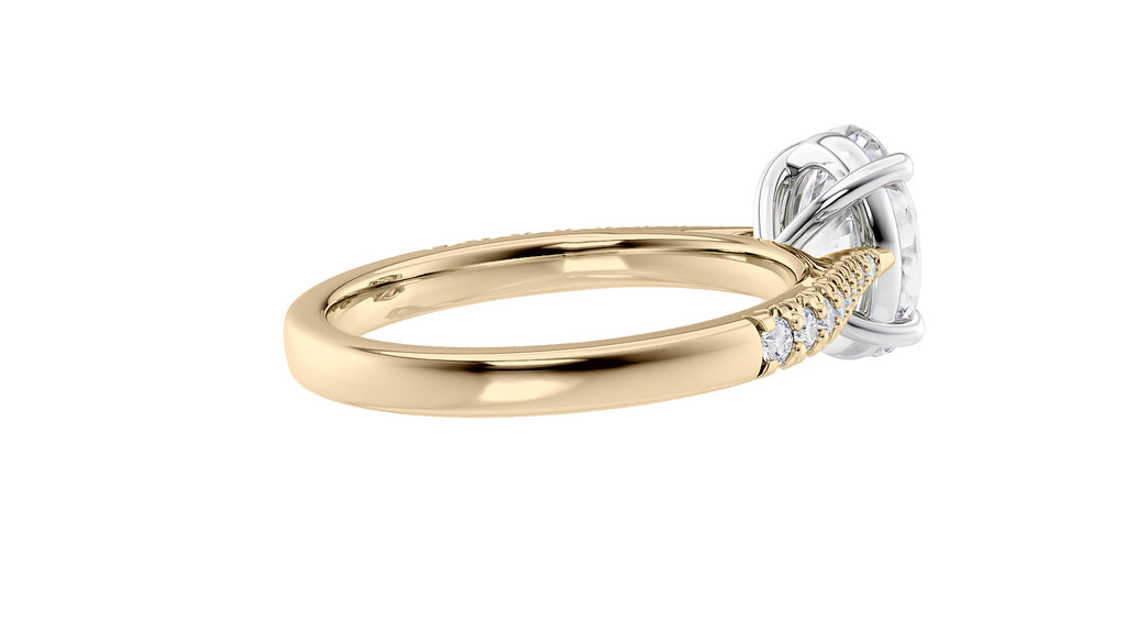 Oval Solitaire Tapered Diamond Band Engagement Ring