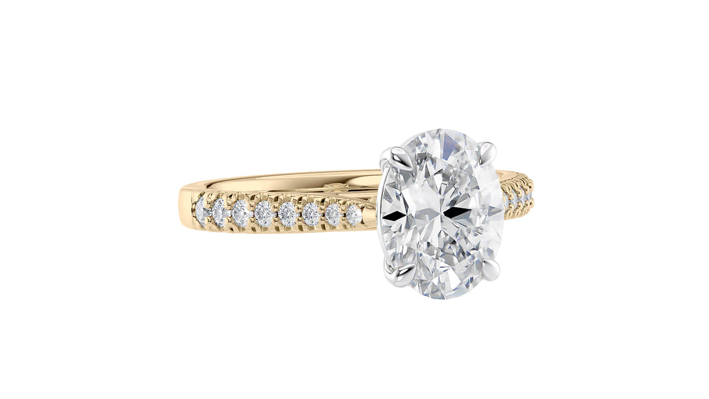 Oval Solitaire Tapered Diamond Band Engagement Ring
