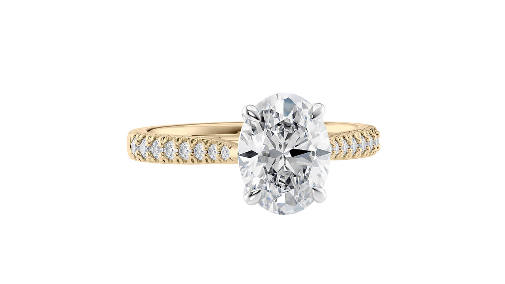 Oval Solitaire Tapered Diamond Band Engagement Ring