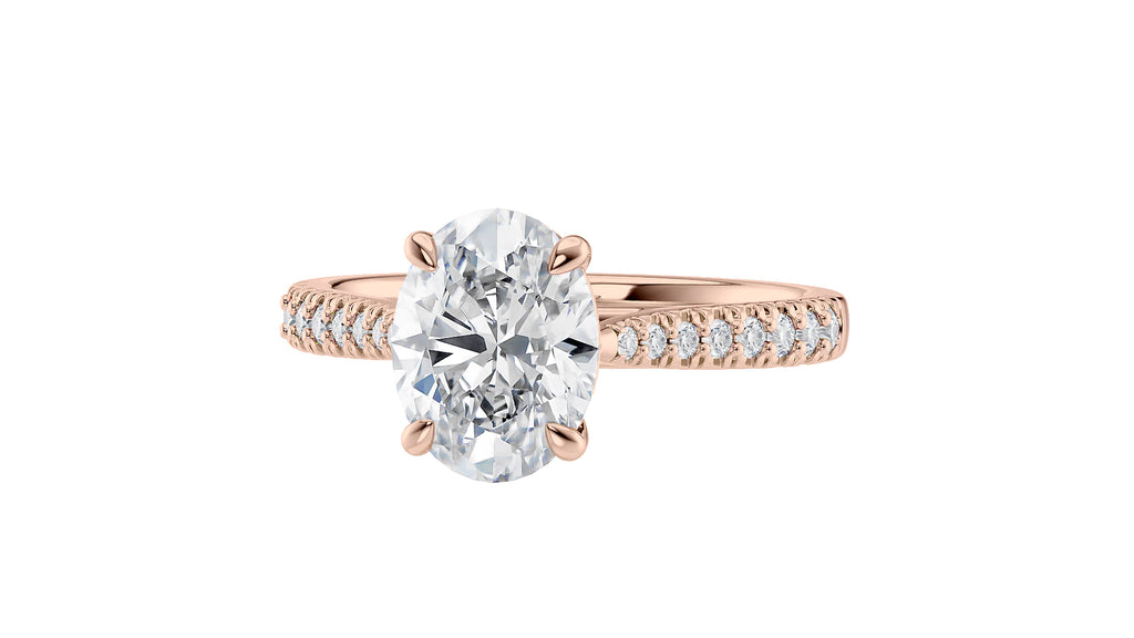Oval Solitaire Tapered Diamond Band Engagement Ring