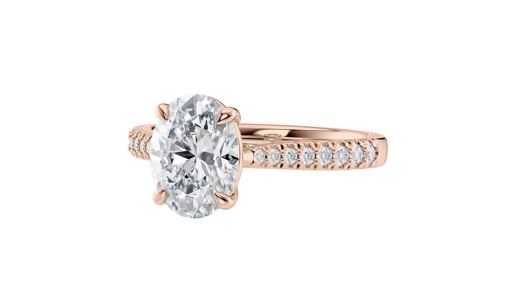 Oval Solitaire Tapered Diamond Band Engagement Ring