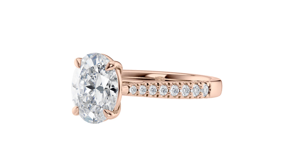 Oval Solitaire Tapered Diamond Band Engagement Ring