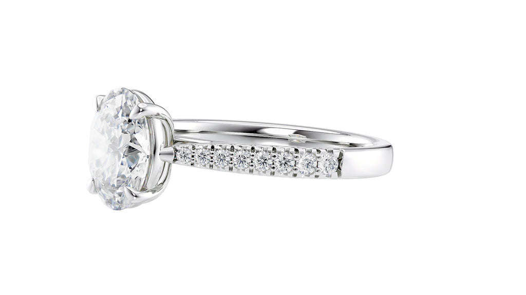 Oval Solitaire Tapered Diamond Band Engagement Ring