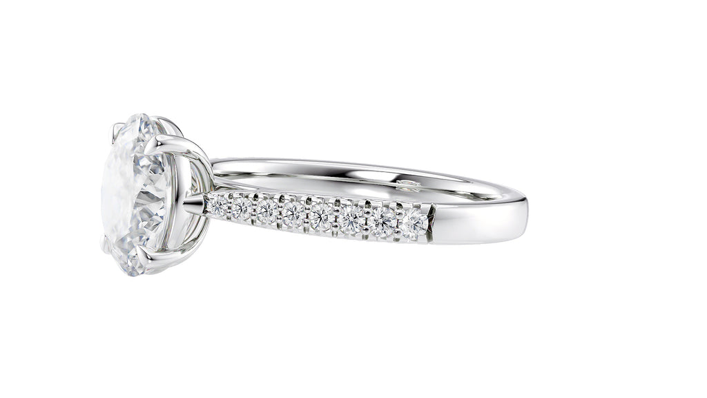 Oval Solitaire Tapered Diamond Band Engagement Ring
