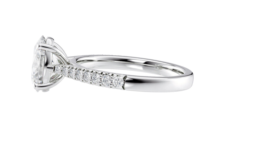 Oval Solitaire Tapered Diamond Band Engagement Ring
