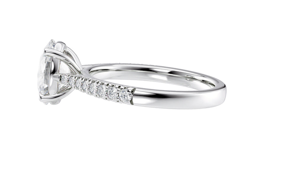 Oval Solitaire Tapered Diamond Band Engagement Ring