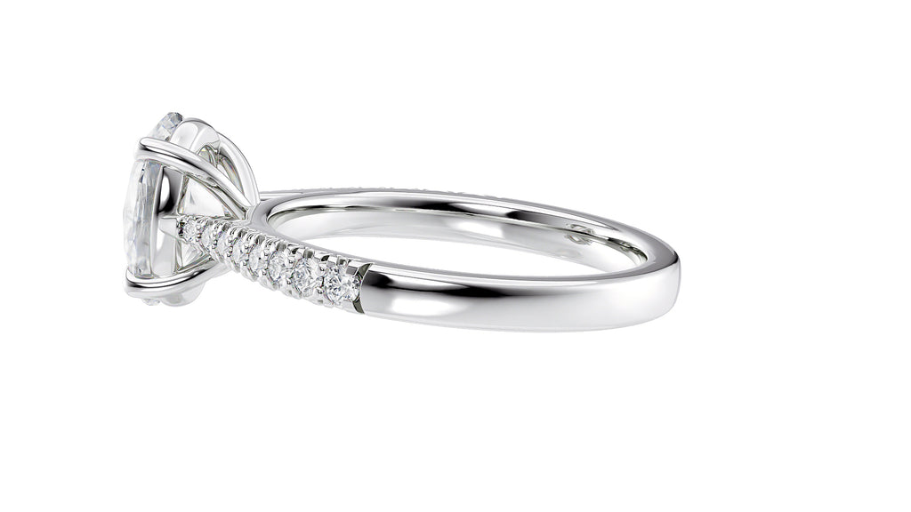 Oval Solitaire Tapered Diamond Band Engagement Ring
