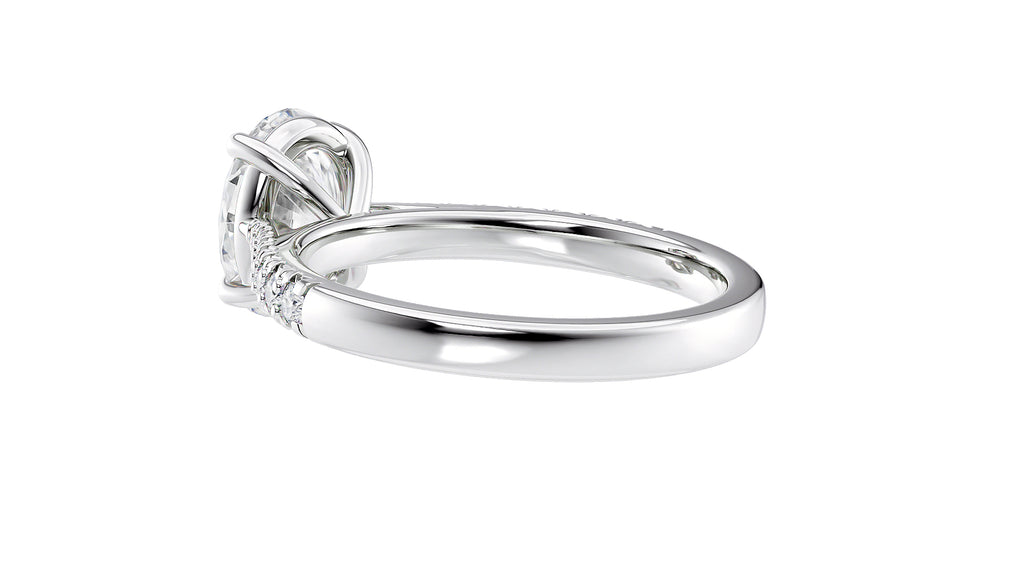 Oval Solitaire Tapered Diamond Band Engagement Ring