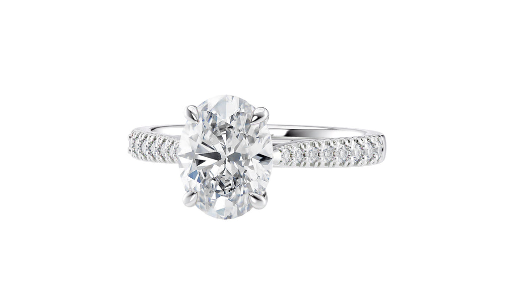 Oval Solitaire Tapered Diamond Band Engagement Ring