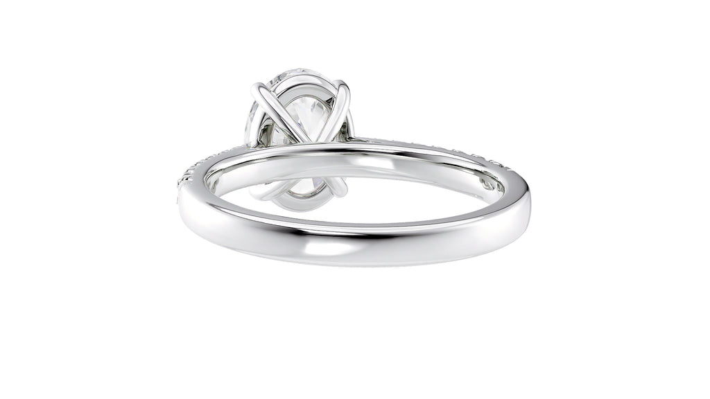 Oval Solitaire Tapered Diamond Band Engagement Ring