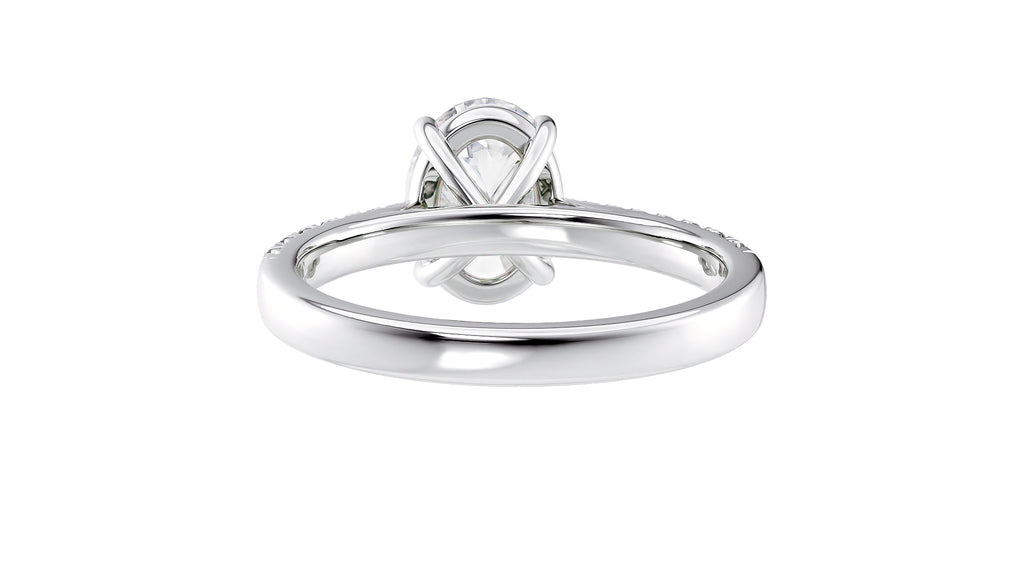 Oval Solitaire Tapered Diamond Band Engagement Ring
