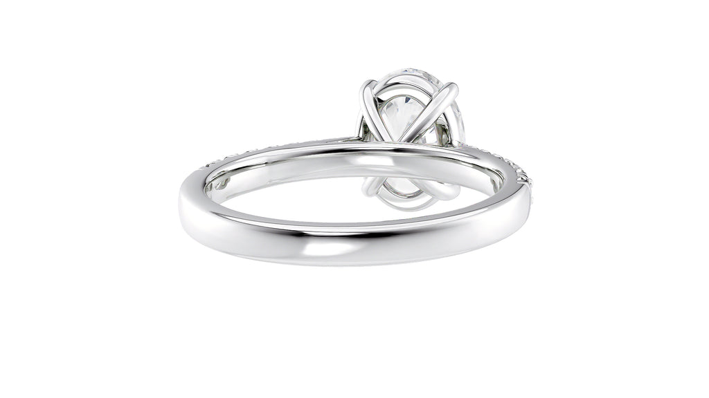 Oval Solitaire Tapered Diamond Band Engagement Ring
