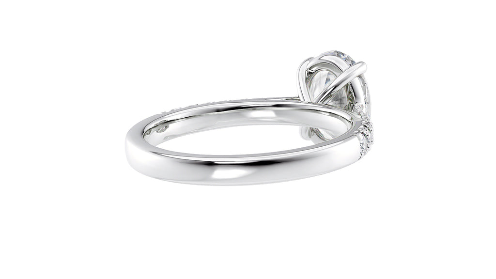 Oval Solitaire Tapered Diamond Band Engagement Ring