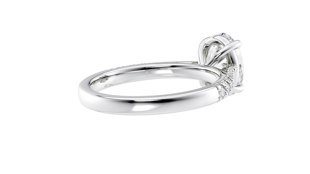 Oval Solitaire Tapered Diamond Band Engagement Ring