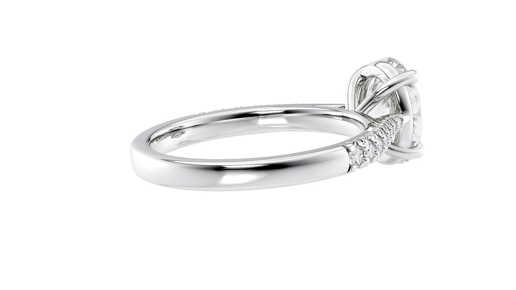 Oval Solitaire Tapered Diamond Band Engagement Ring