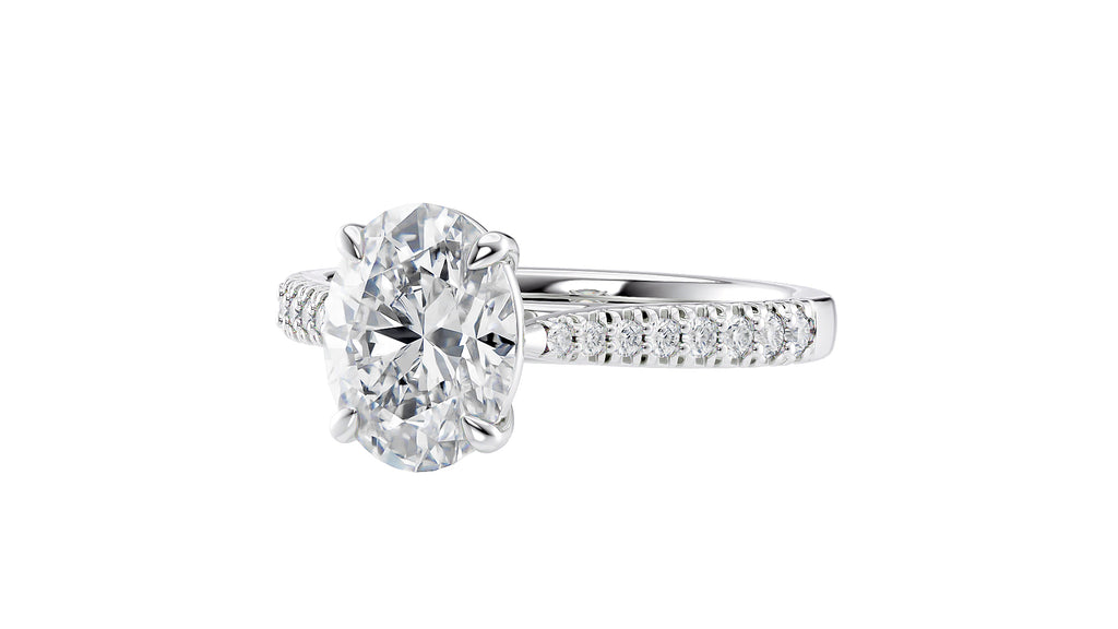 Oval Solitaire Tapered Diamond Band Engagement Ring