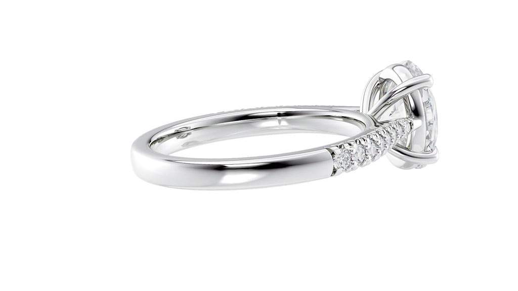 Oval Solitaire Tapered Diamond Band Engagement Ring