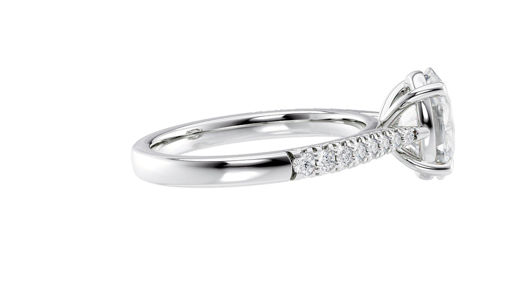 Oval Solitaire Tapered Diamond Band Engagement Ring