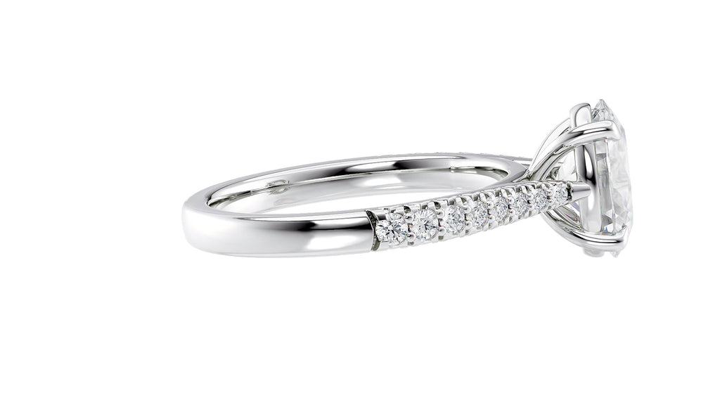 Oval Solitaire Tapered Diamond Band Engagement Ring