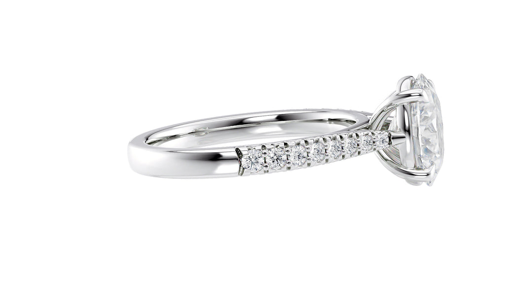 Oval Solitaire Tapered Diamond Band Engagement Ring