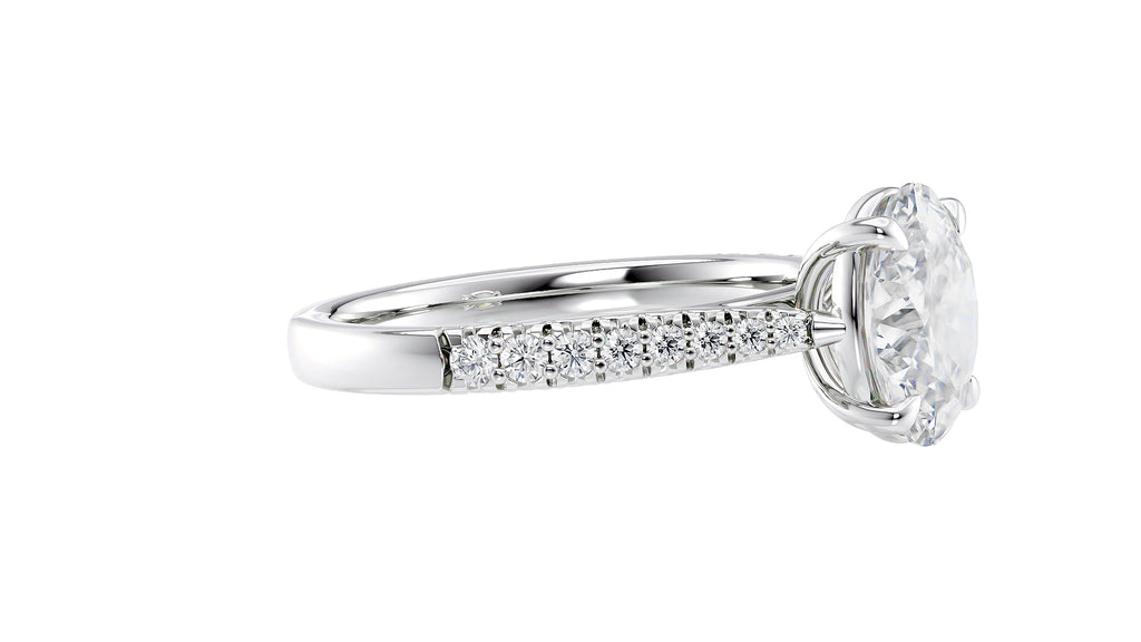 Oval Solitaire Tapered Diamond Band Engagement Ring