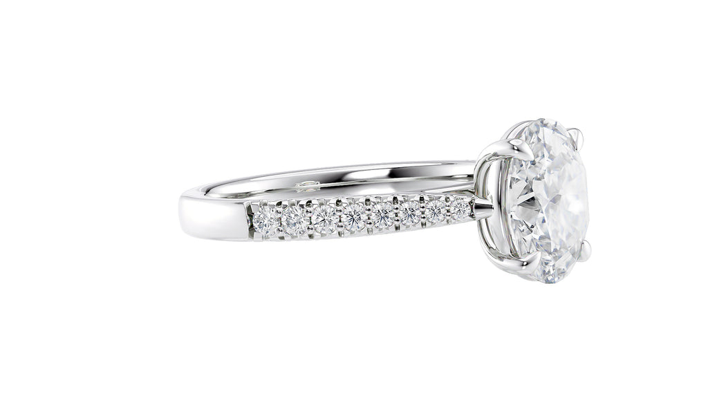 Oval Solitaire Tapered Diamond Band Engagement Ring