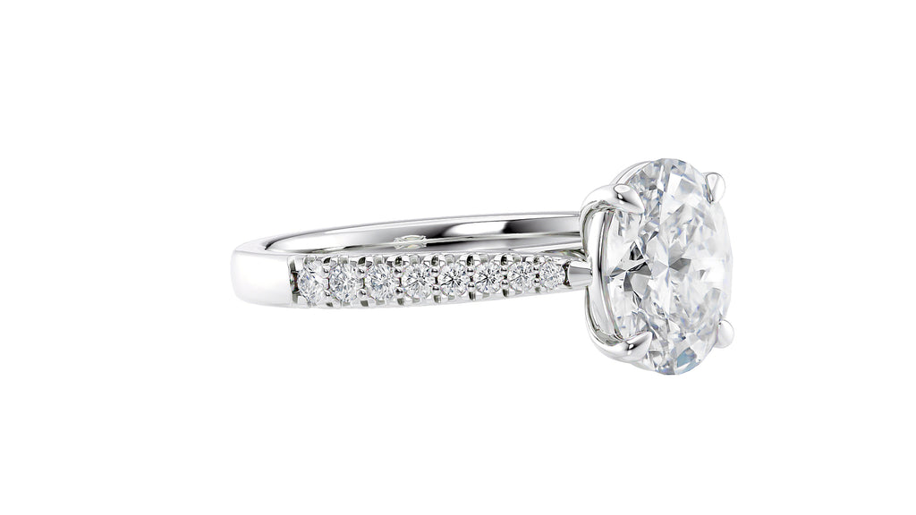Oval Solitaire Tapered Diamond Band Engagement Ring